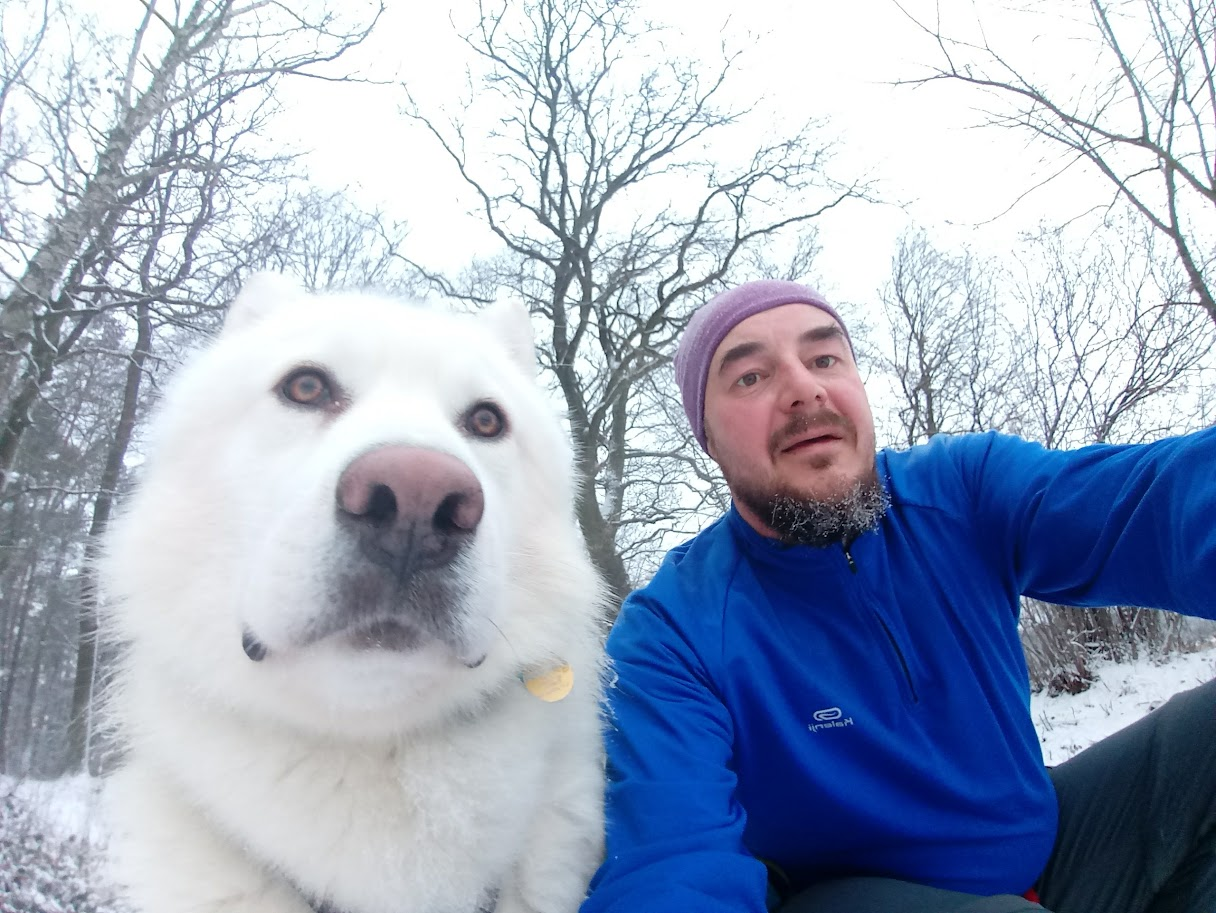 Haker i ja po zimowym bieganiu